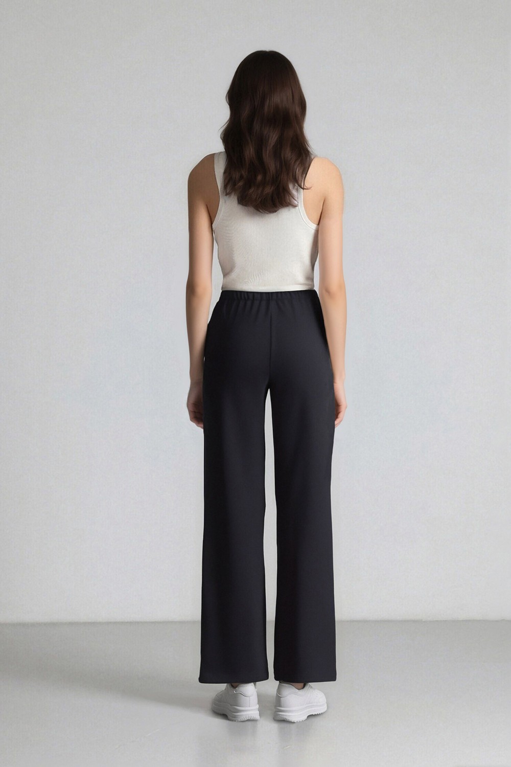 DeFacto Wide Leg Geniş Paça Beli Lastikli Bağcıklı Basic Düz Palazzo Pantolon C5628AX25SP görsel 7