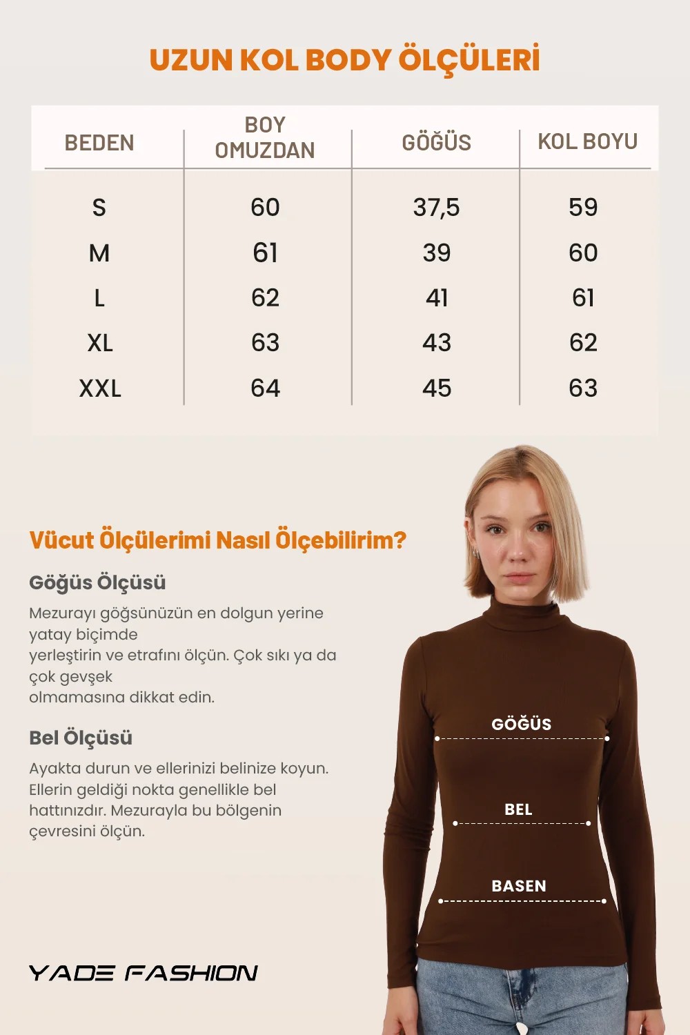Yade Fashion Kadın Uzun Kol Body görsel 5