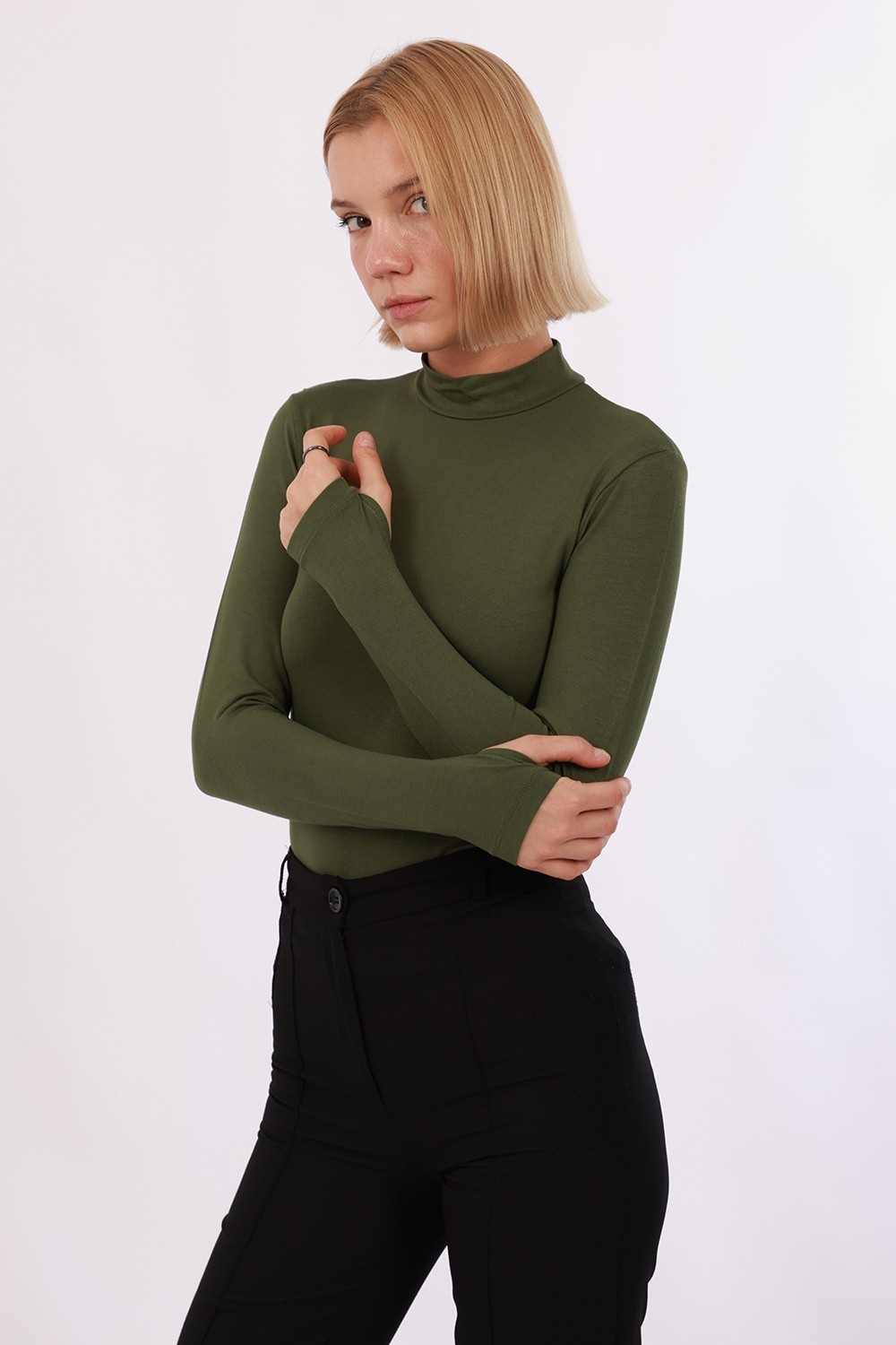 Yade Fashion Kadın Parmak Detaylı Body görsel 3
