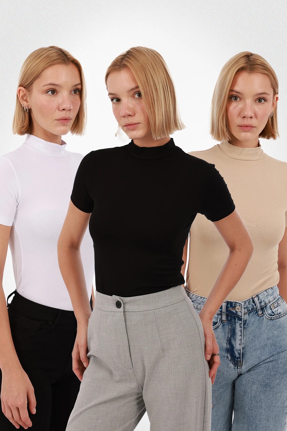 Yade Fashion Kadın Kısa Kol Bluz 3’lü Set