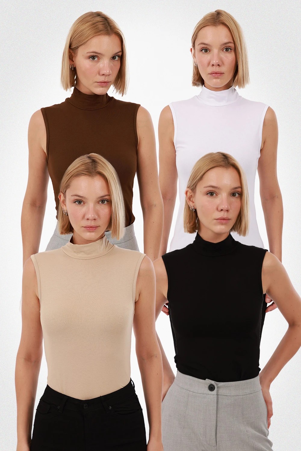 Yade Fashion Kadın Kolsuz Bluz 4’lü Set görsel 7