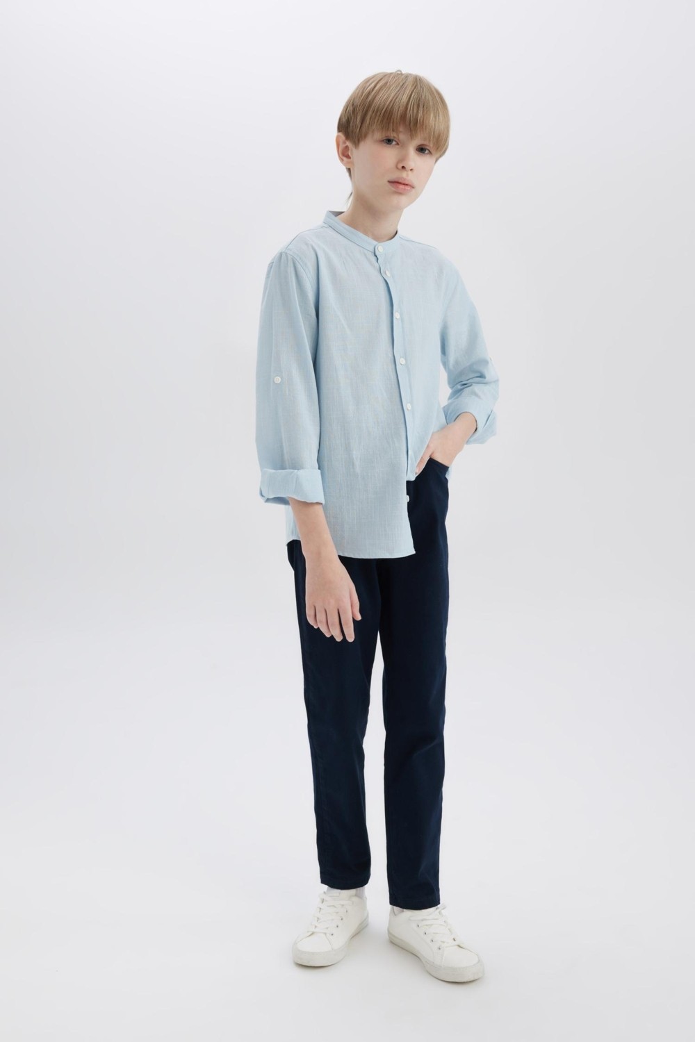DeFacto Düz Paça Basic Düz Gabardin Pantolon Erkek Çocuk X4224A625SM görsel 5