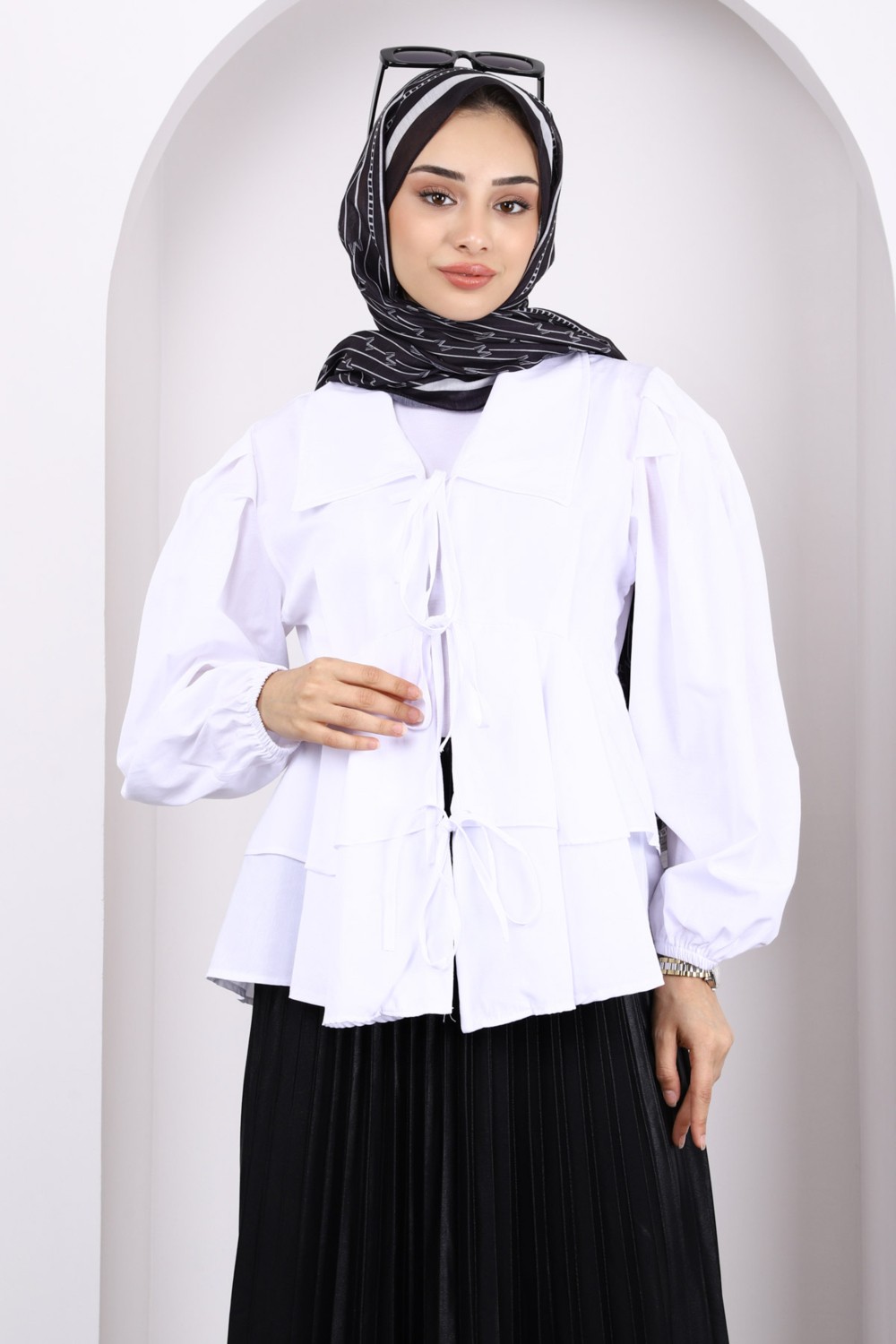 İmaj Butik Ekru Ön Bağlamalı Katlı Kimono