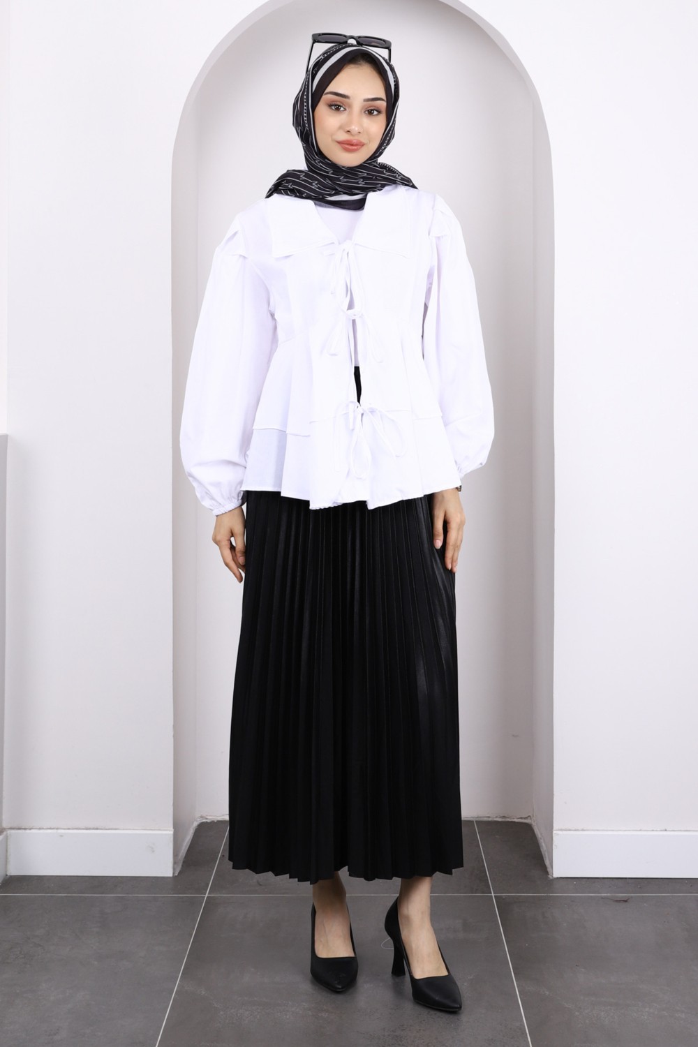 İmaj Butik Ekru Ön Bağlamalı Katlı Kimono görsel 2