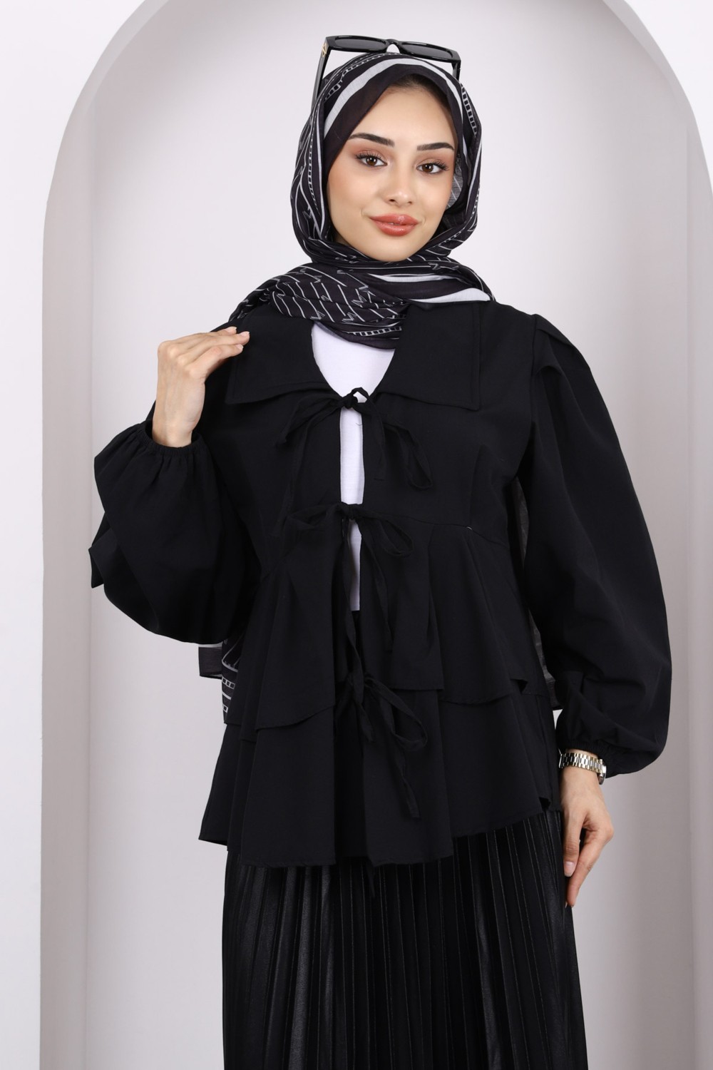İmaj Butik Ekru Ön Bağlamalı Katlı Kimono