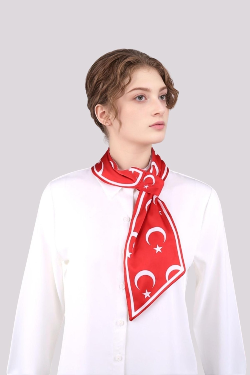 Walkenzo Türk Bayrağı Desenli Şık Kadın Kravat Fular (10 Adet) görsel 4