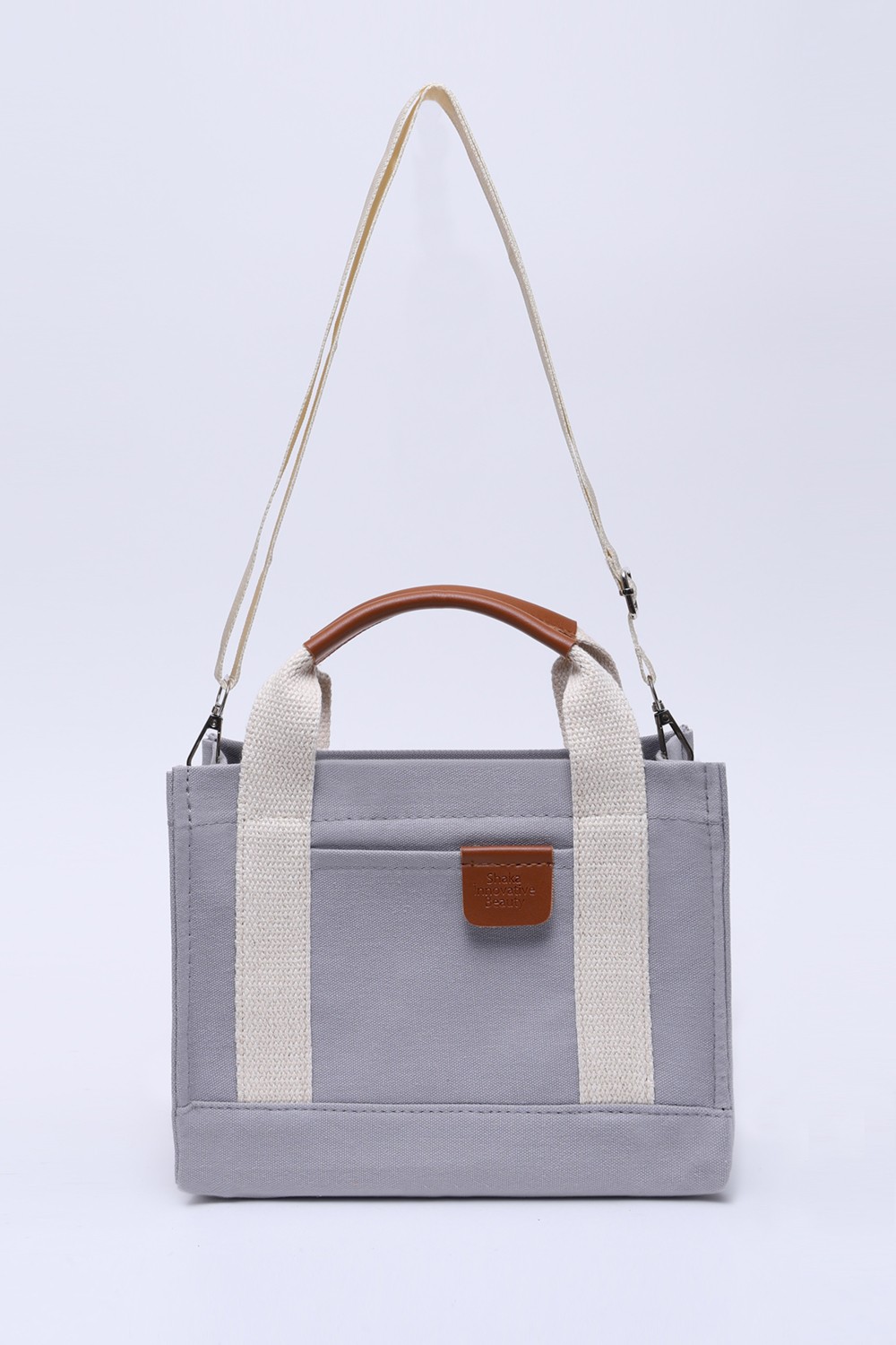SHAKA Vizon SHK138 2 Bölmeli Kanvas Kumaş Ayarlanabilir Askılı Fermuarlı El, Kol ve Omuz Çantası U:17 G:24 E:10 cm