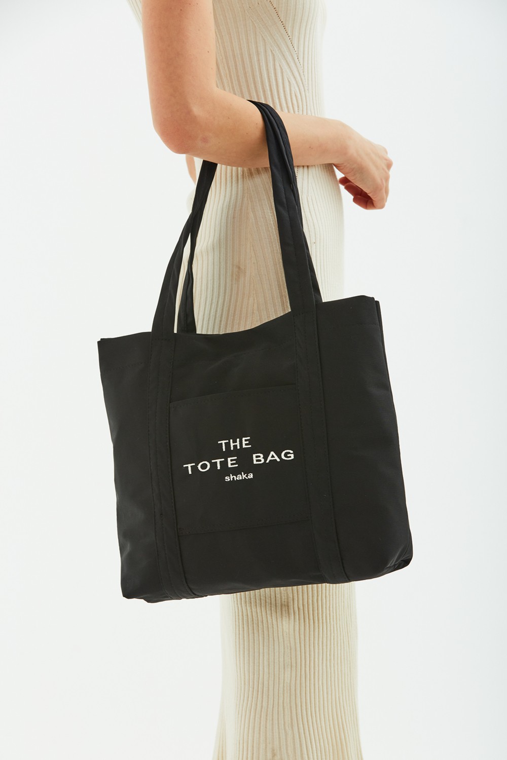 SHAKA Siyah U46 Kanvas Kumaş ,İki Bölmeli Ön Cep Detaylı ,Çıt Çıt Kapatmalı,Tote Bag Işlemeli Kol Ve Omuz Çantası görsel 5