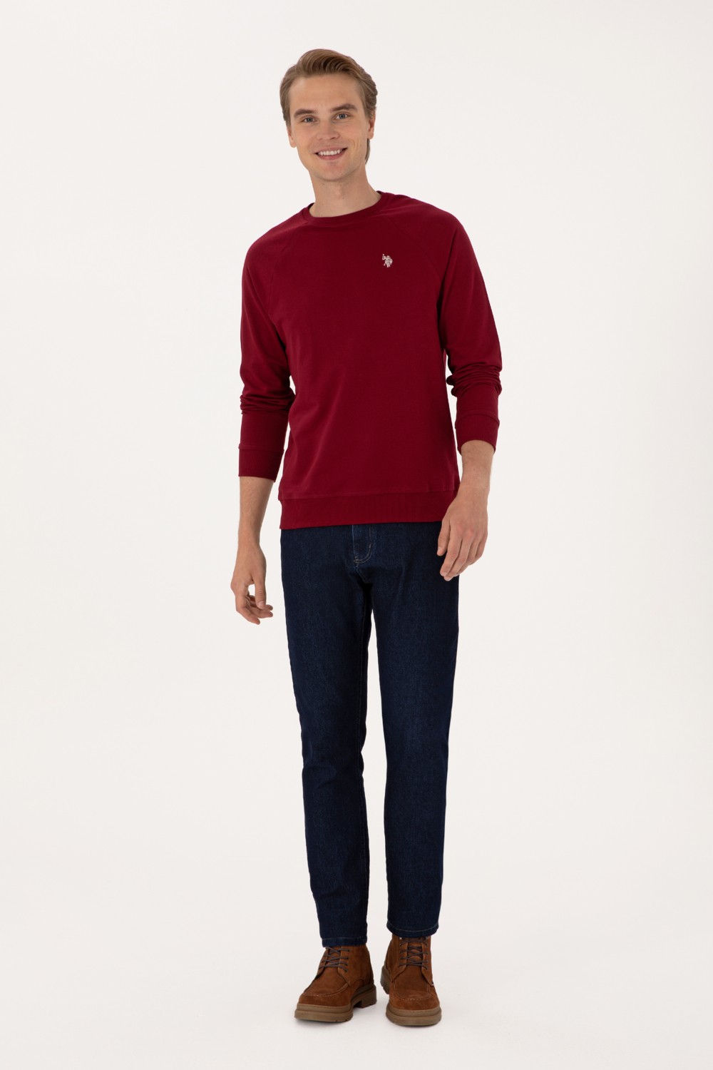 U.S. Polo Assn. Erkek Regular Fit Bisiklet Yaka Siyah İnce Basic Sweatshirt 50313752-VR046 görsel 4