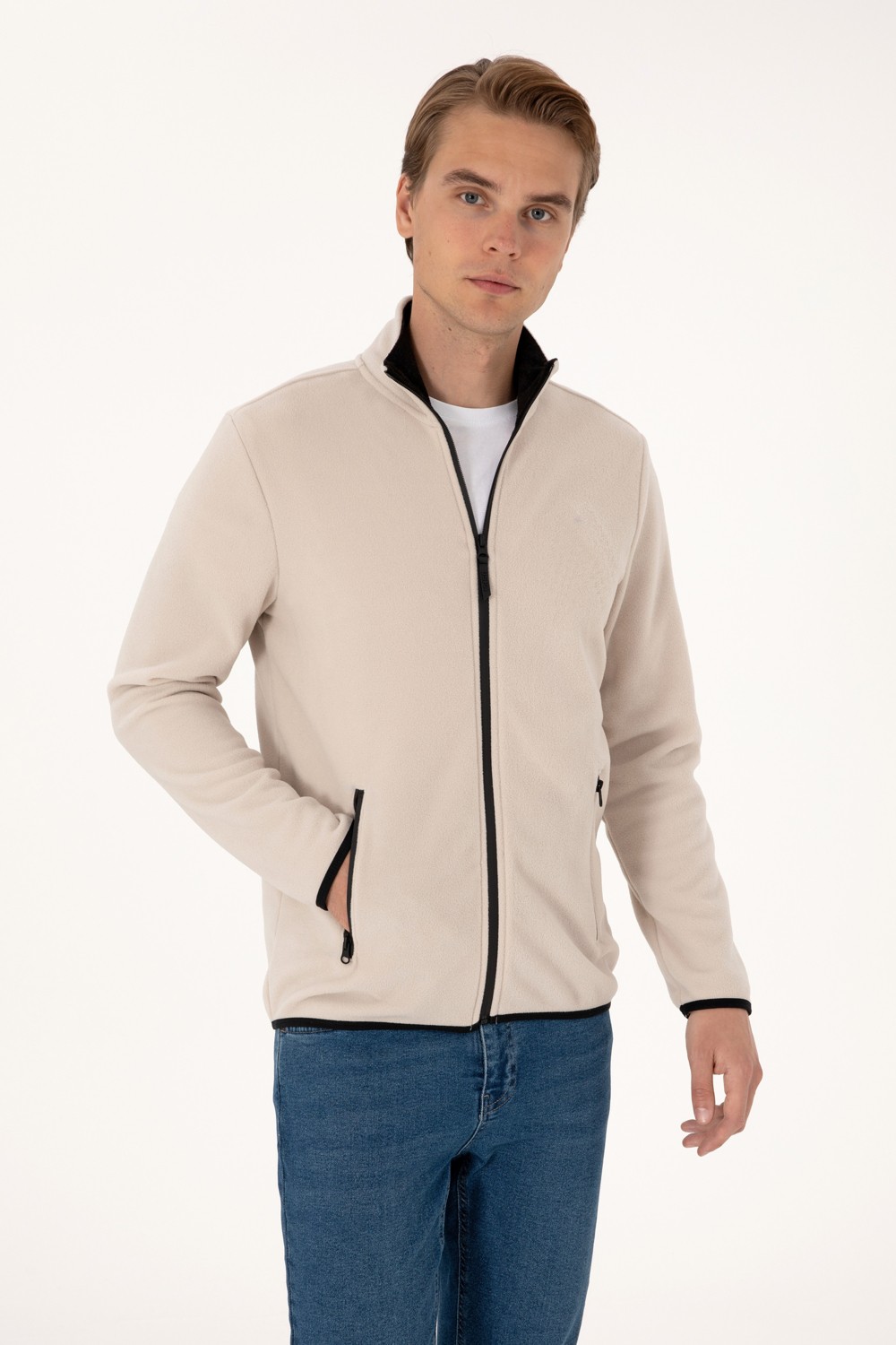 U.S. Polo Assn. Erkek Regular Fit Gri Polar Örme Hırka 50313779-VR024