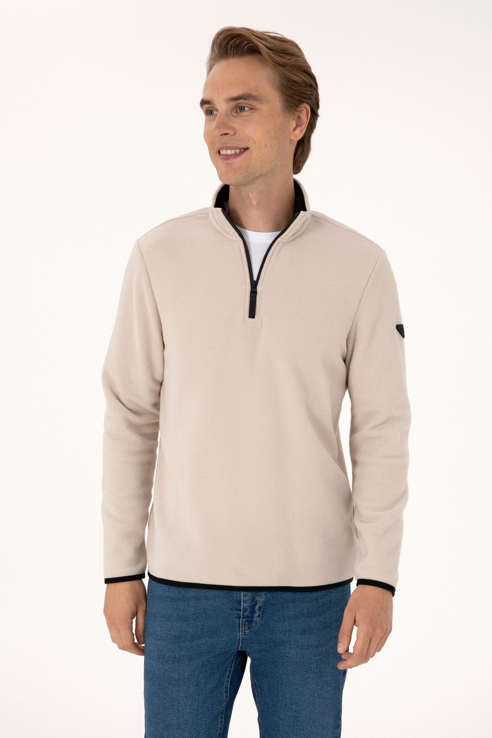 U.S. Polo Assn. Erkek Regular Fit Lacivert Polar Yarım Fermuarlı Basic Sweatshirt 50313777-VR033
