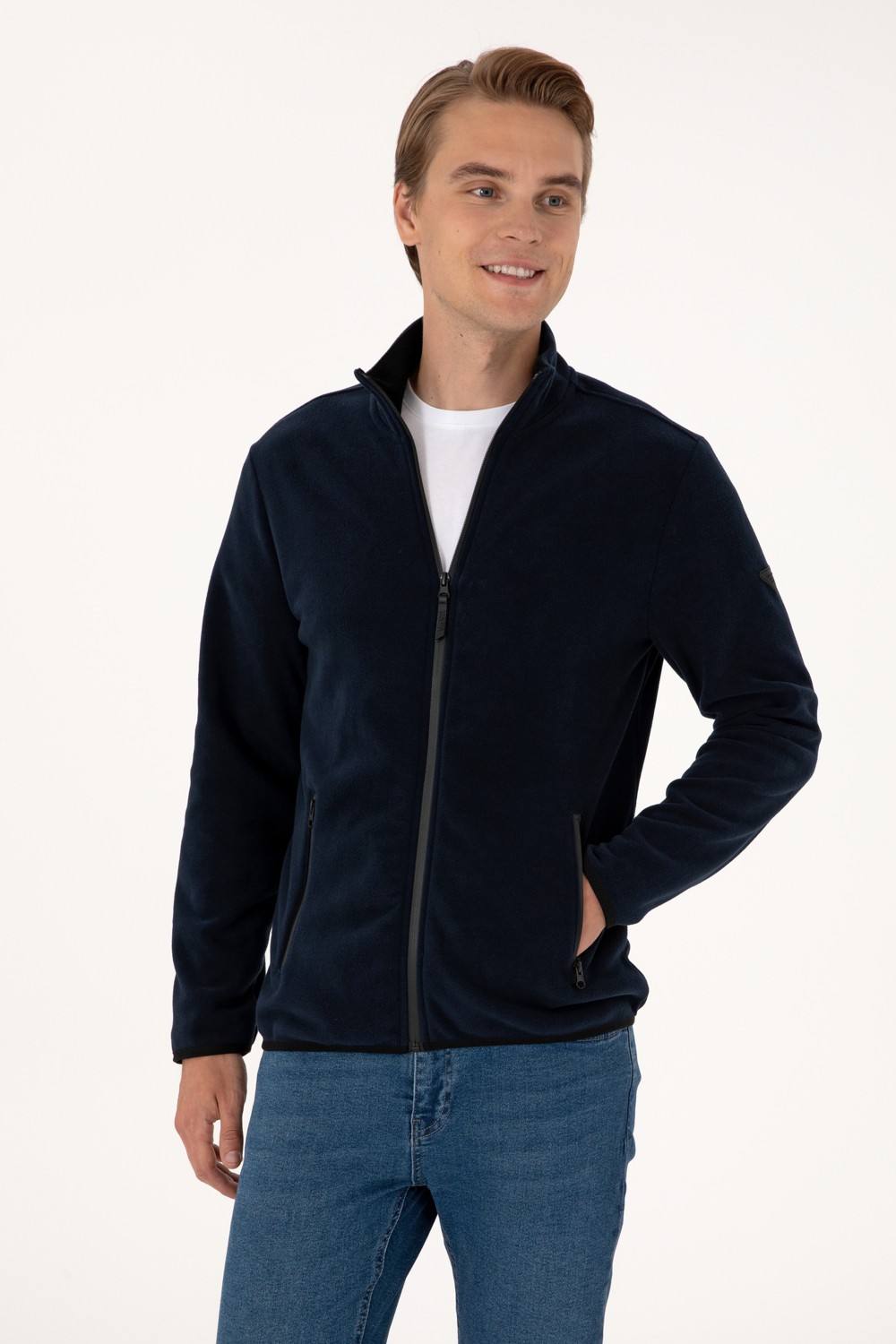 U.S. Polo Assn. Erkek Regular Fit Gri Polar Örme Hırka 50313779-VR024
