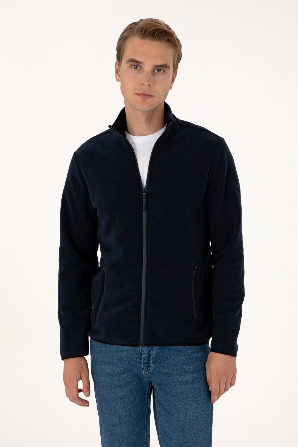 U.S. Polo Assn. Erkek Regular Fit Gri Polar Örme Hırka 50313779-VR024 görsel 3