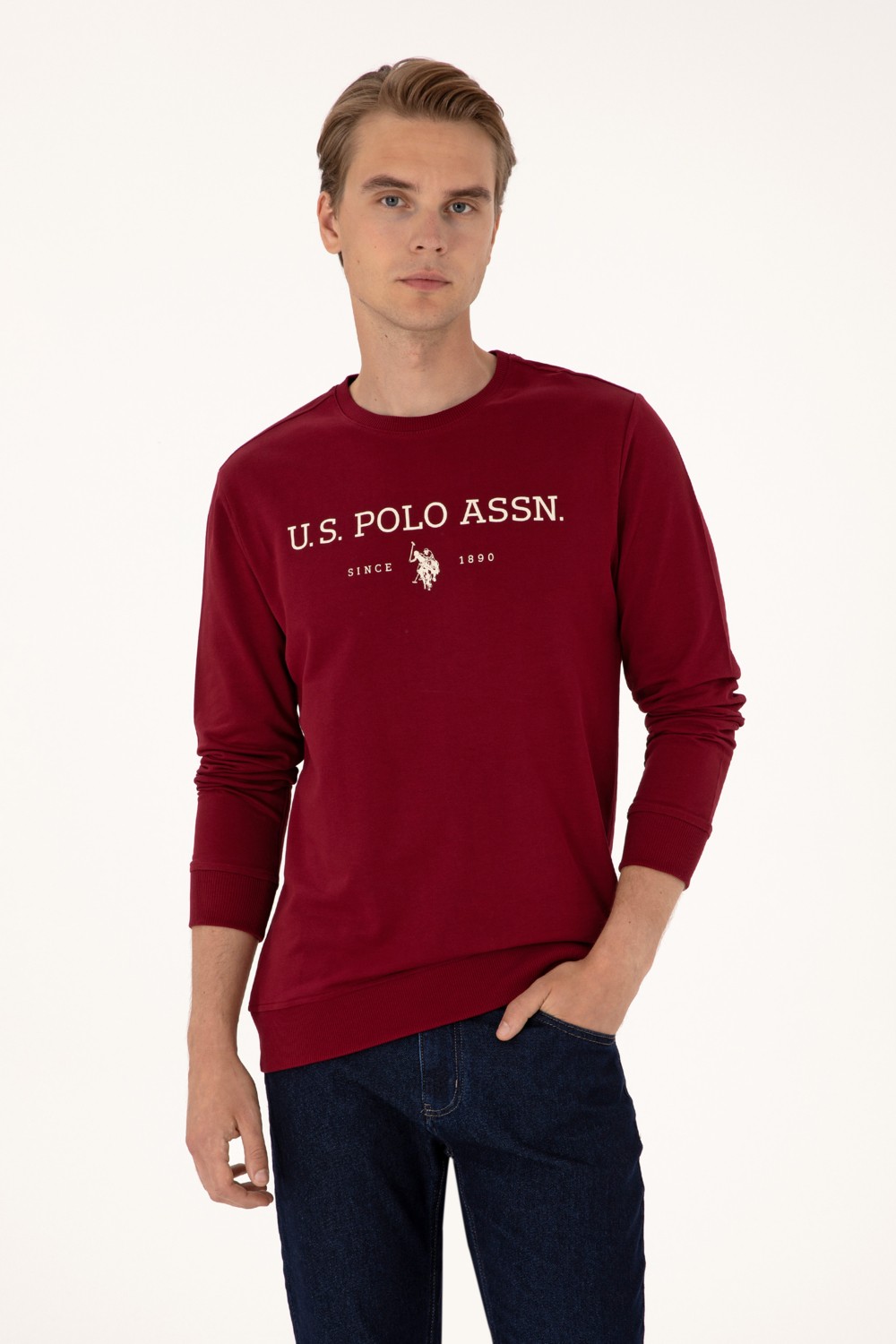 U.S. Polo Assn. Erkek Regular Fit Bisiklet Yaka Lacivert İnce Basic Sweatshirt 50313743-VR033