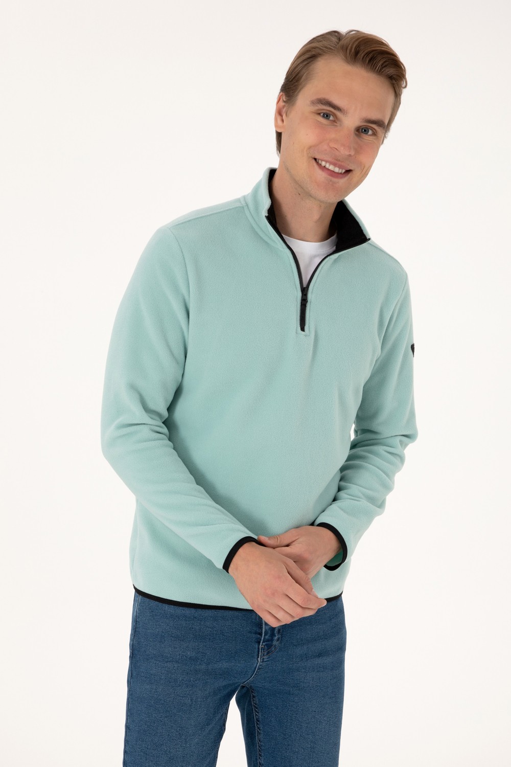 U.S. Polo Assn. Erkek Regular Fit Lacivert Polar Yarım Fermuarlı Basic Sweatshirt 50313777-VR033
