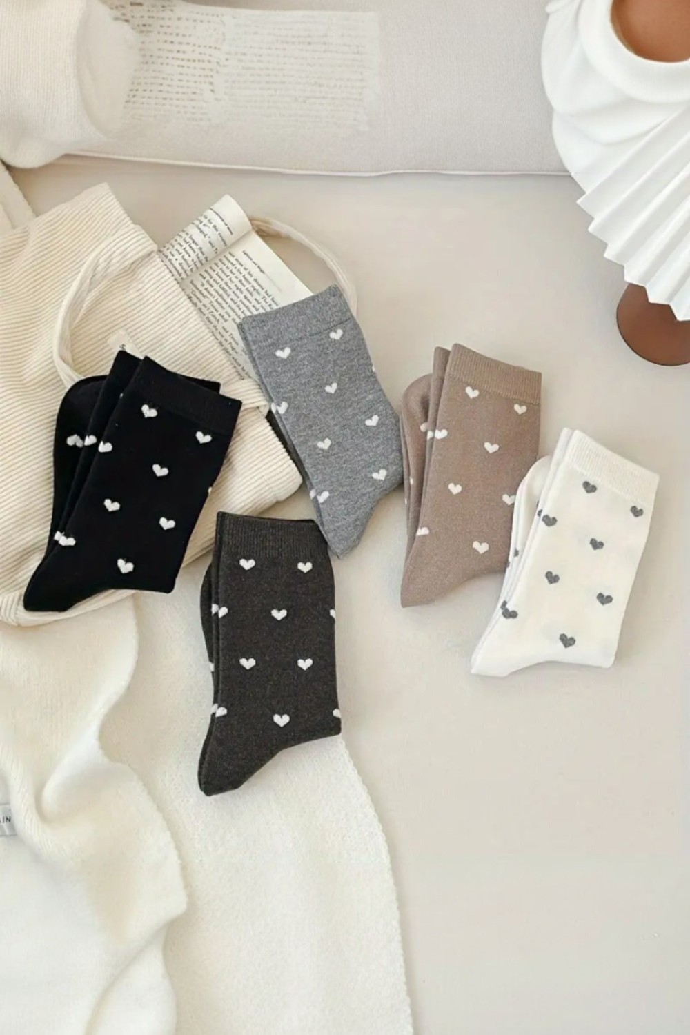 Hitit Socks Kadın 5 Çift Premium Kalite Kalpli Tenis Çorap Çok Renkli görsel 2