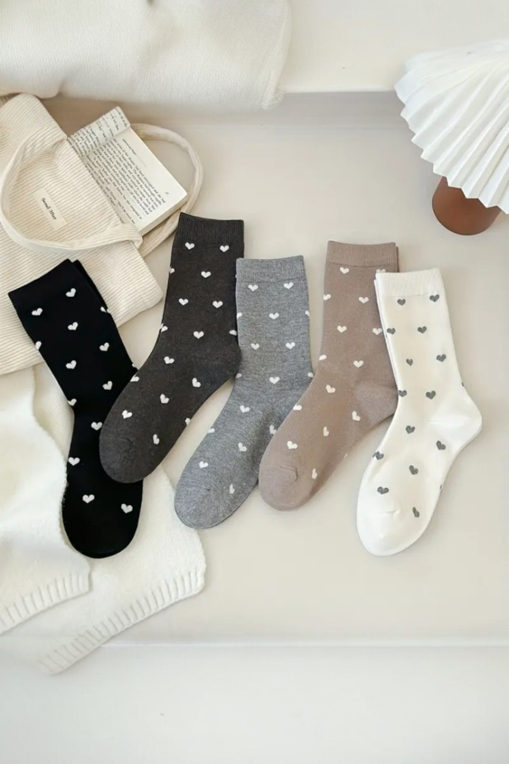 Hitit Socks Kadın 5 Çift Premium Kalite Kalpli Tenis Çorap Çok Renkli görsel 3