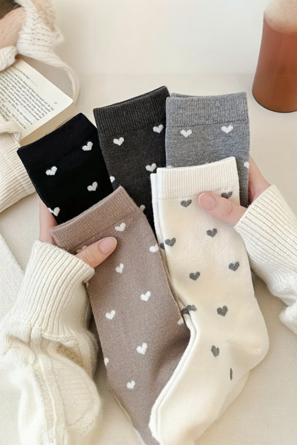 Hitit Socks Kadın 5 Çift Premium Kalite Kalpli Tenis Çorap Çok Renkli görsel 4