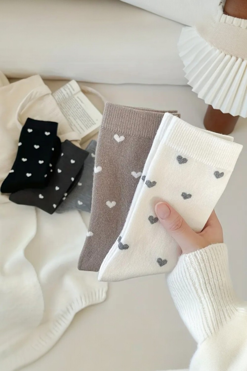 Hitit Socks Kadın 5 Çift Premium Kalite Kalpli Tenis Çorap Çok Renkli görsel 5