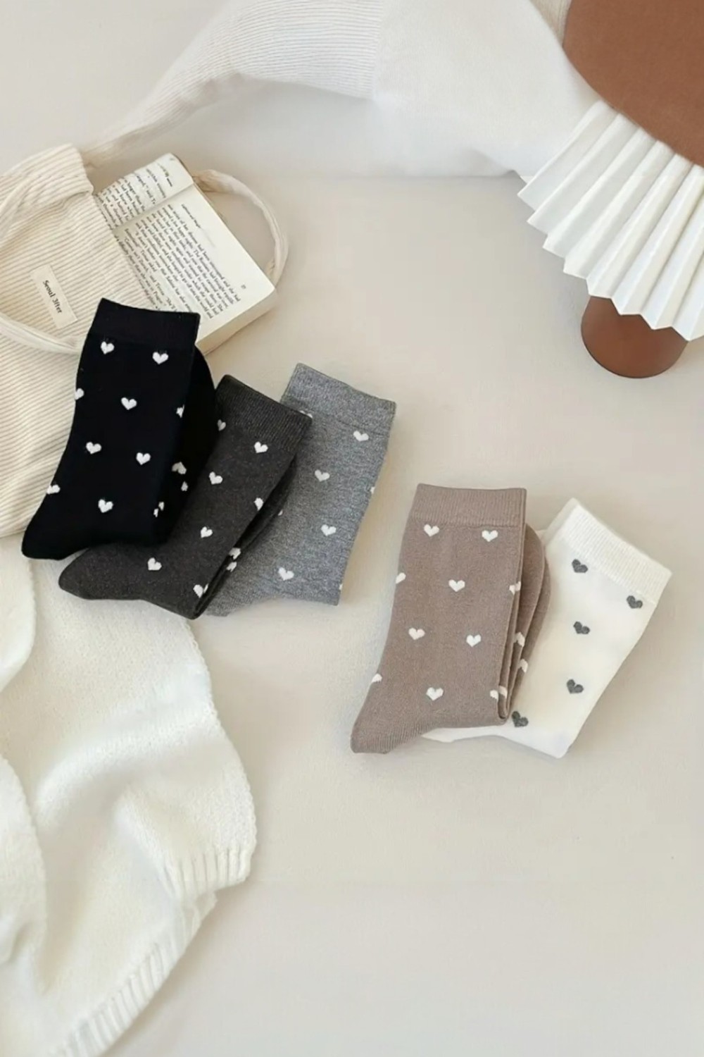 Hitit Socks Kadın 5 Çift Premium Kalite Kalpli Tenis Çorap Çok Renkli görsel 6