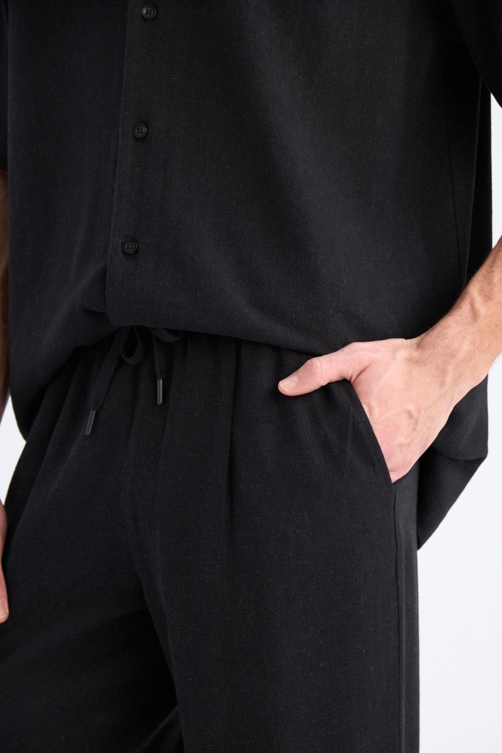 DeFacto Yazlık Viskon Regular Fit Keten Karışımlı Düz Paça Cepli Jogger Pantolon B4867AX25SM görsel 6