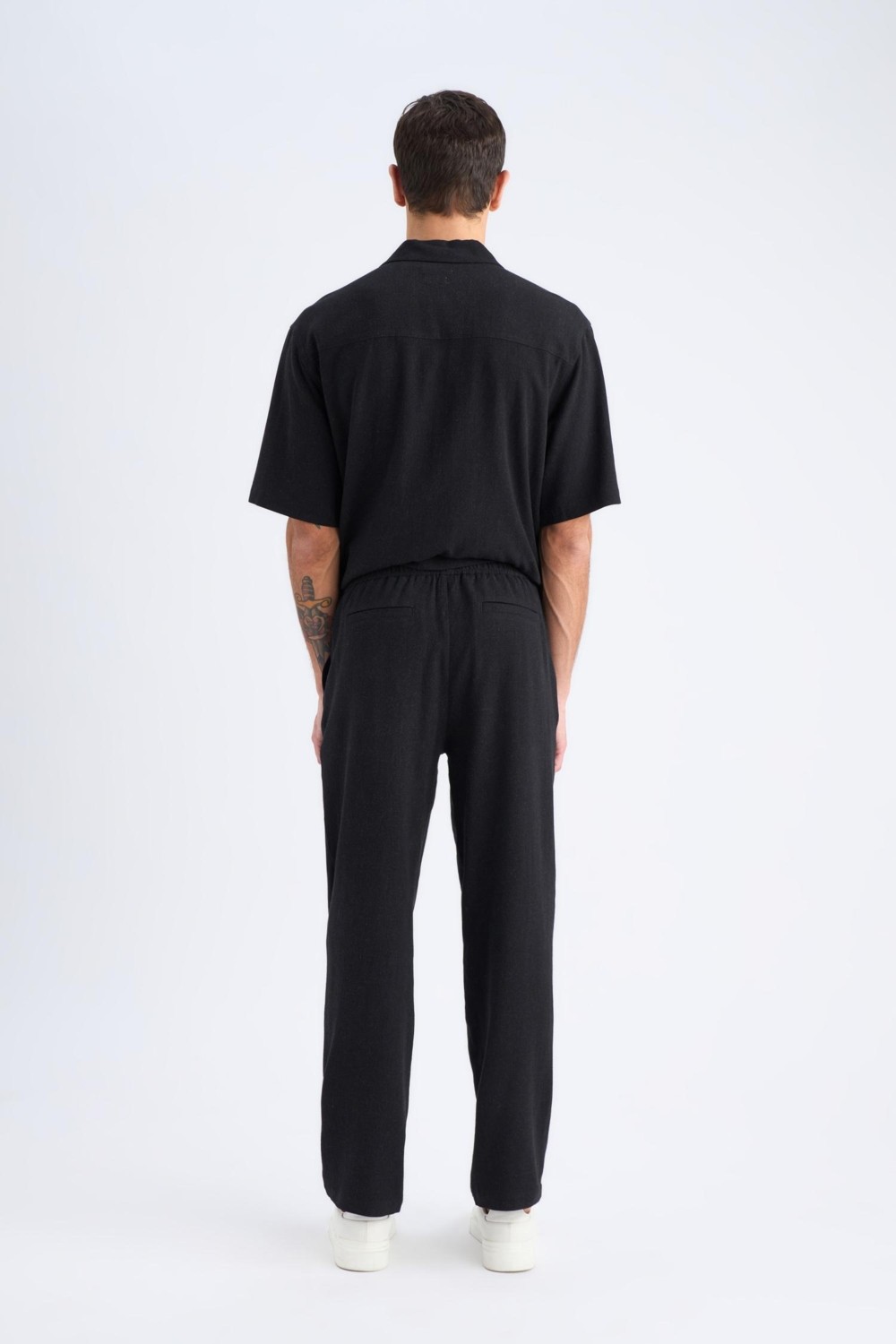 DeFacto Yazlık Viskon Regular Fit Keten Karışımlı Düz Paça Cepli Jogger Pantolon B4867AX25SM görsel 7