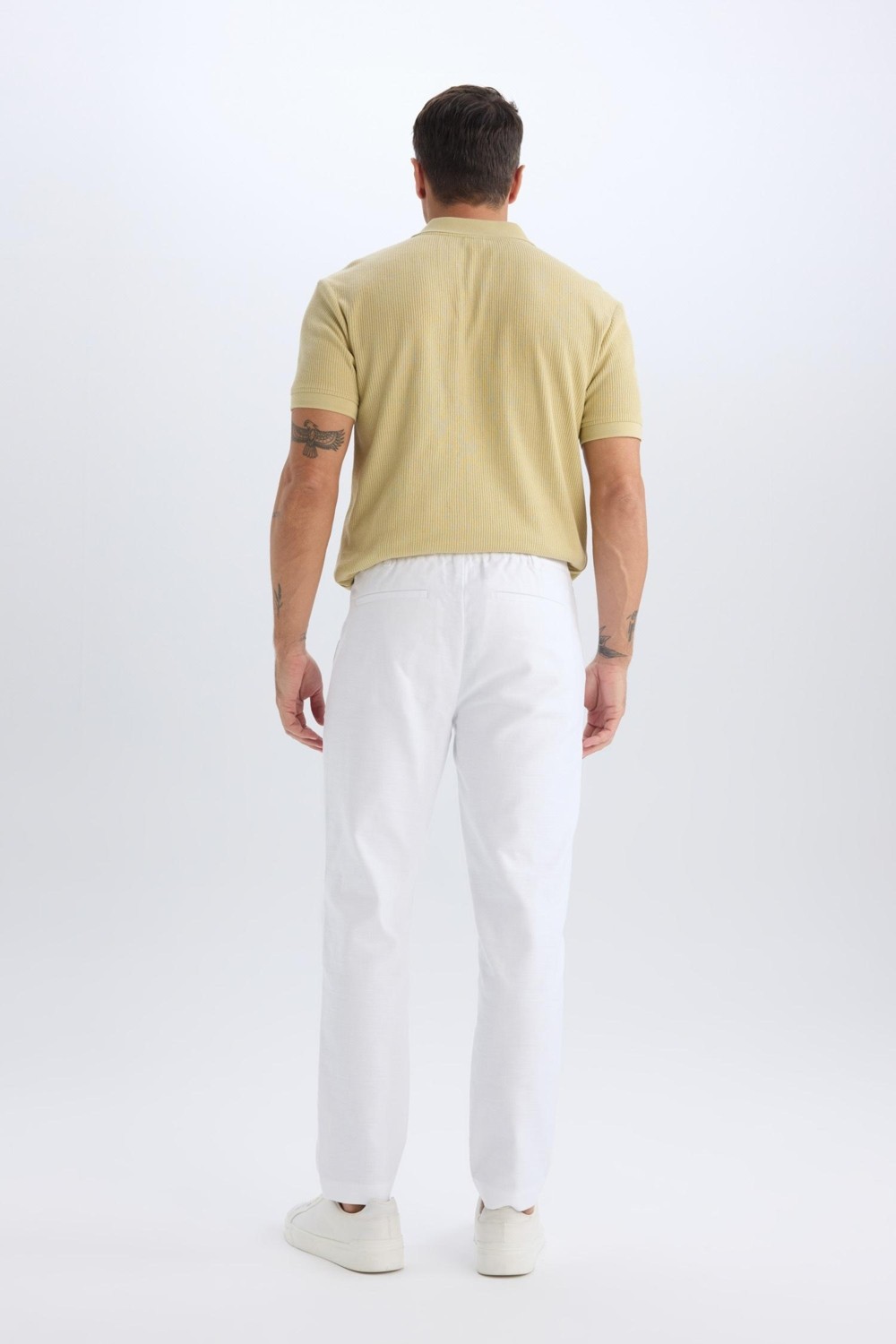 DeFacto %100 Pamuk Relax Fit Düz Paça Keten Görünümlü Yazlık Kumaş Pantolon D4251AX25SM görsel 7