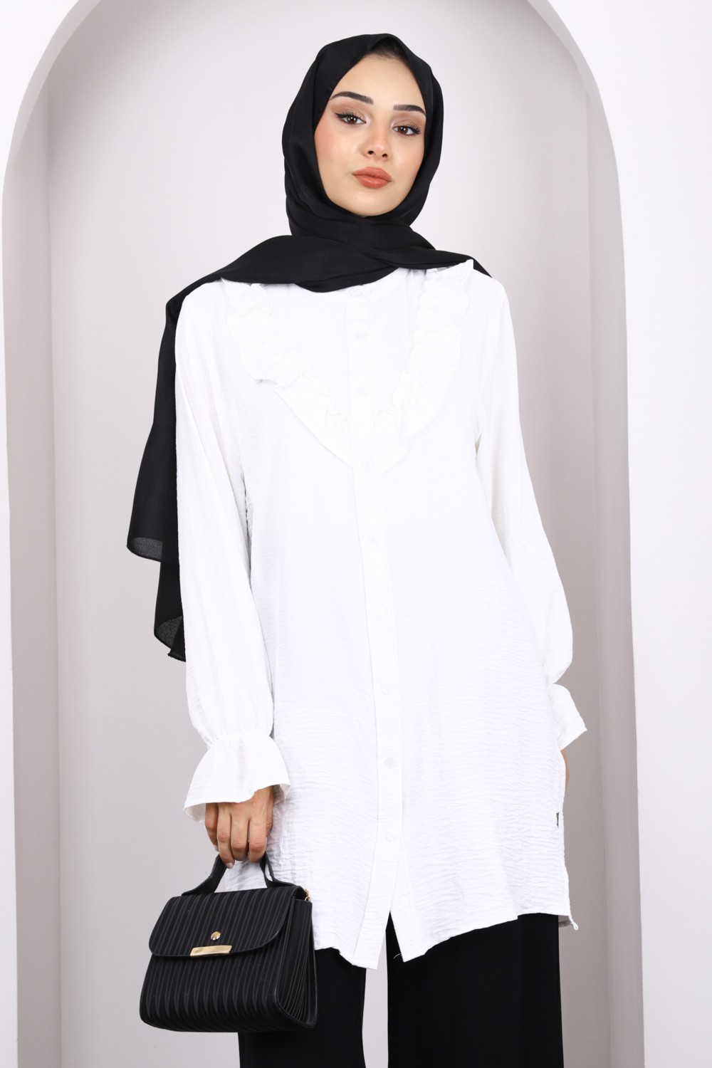 İmaj Butik Siyah Önü Fırfırlı Ayrobin Tunik görsel 7
