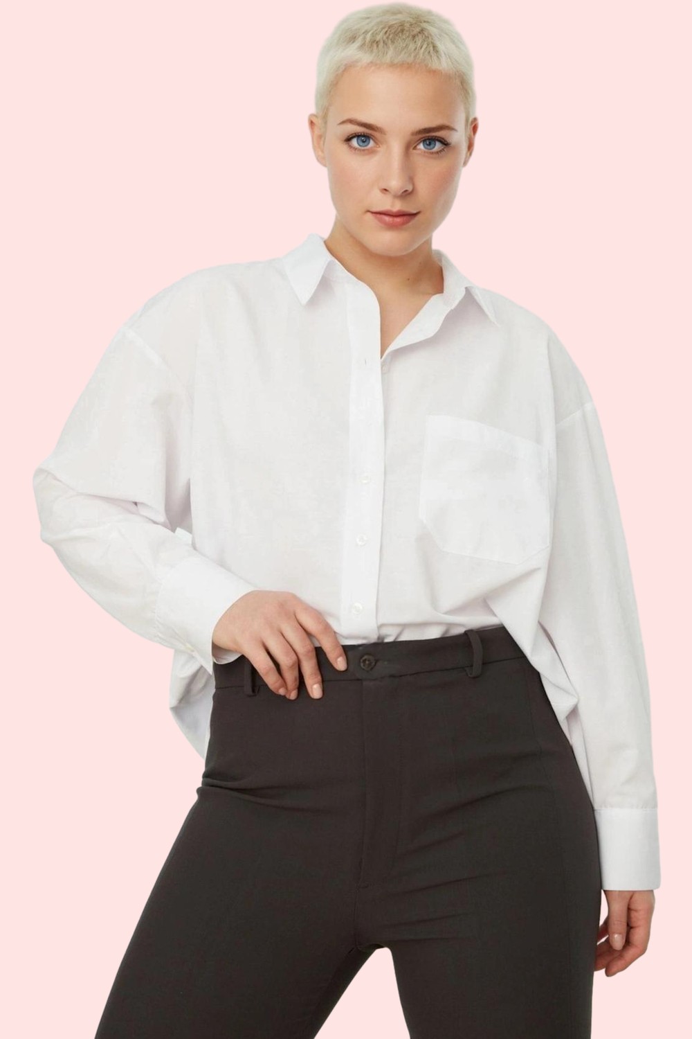 PayBuy Kadın Boyfriend Gömlek Düz Desen Regular Kalıp Günlük Kullanım Hafta Sonu Kaliteli Malzeme