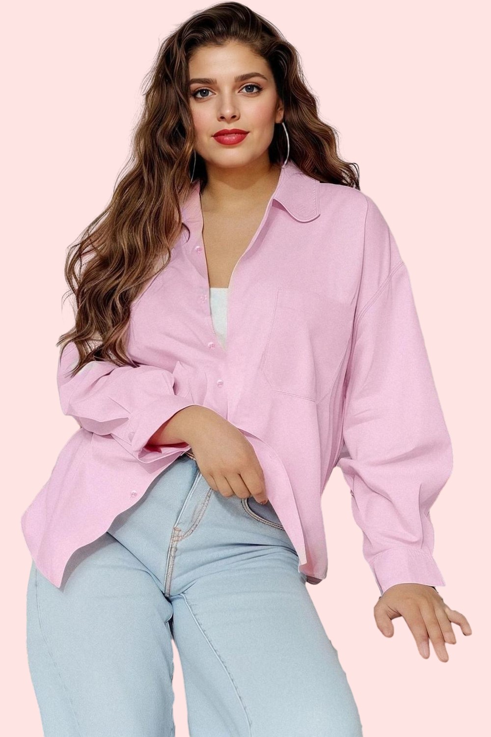 PayBuy Kadın Boyfriend Gömlek Düz Desen Regular Kalıp Günlük Kullanım Hafta Sonu Kaliteli Malzeme görsel 5