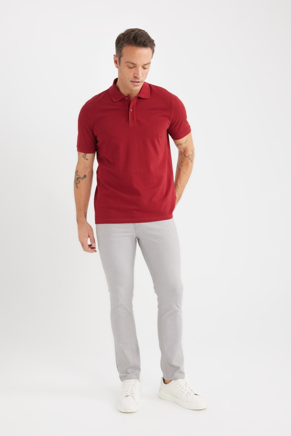 DeFacto Yazlık Chino Kanvas Dokulu Pantolon Slim Fit Dar Kesim Cepli Dar Paça T1055AZ25SP görsel 3