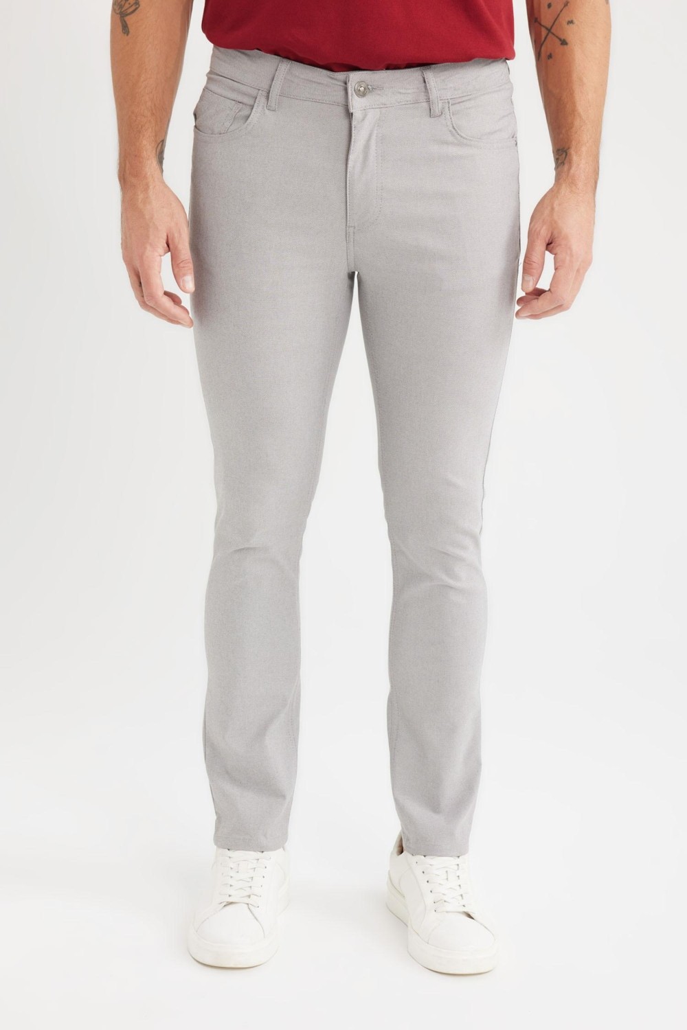 DeFacto Yazlık Chino Kanvas Dokulu Pantolon Slim Fit Dar Kesim Cepli Dar Paça T1055AZ25SP görsel 4