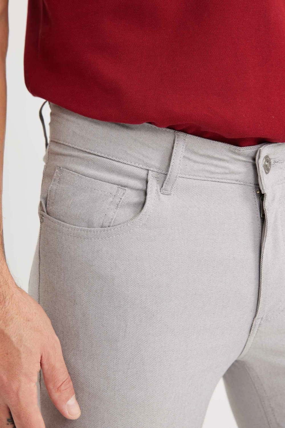 DeFacto Yazlık Chino Kanvas Dokulu Pantolon Slim Fit Dar Kesim Cepli Dar Paça T1055AZ25SP görsel 5