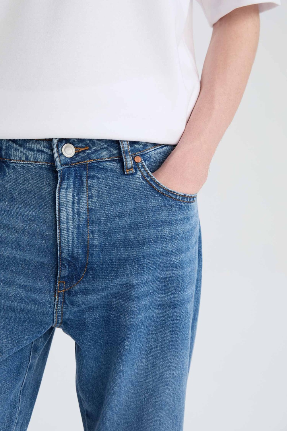 DeFacto Slim Fit Normal Bel Dar Paça Jean Pantolon D8602AX25SP görsel 6