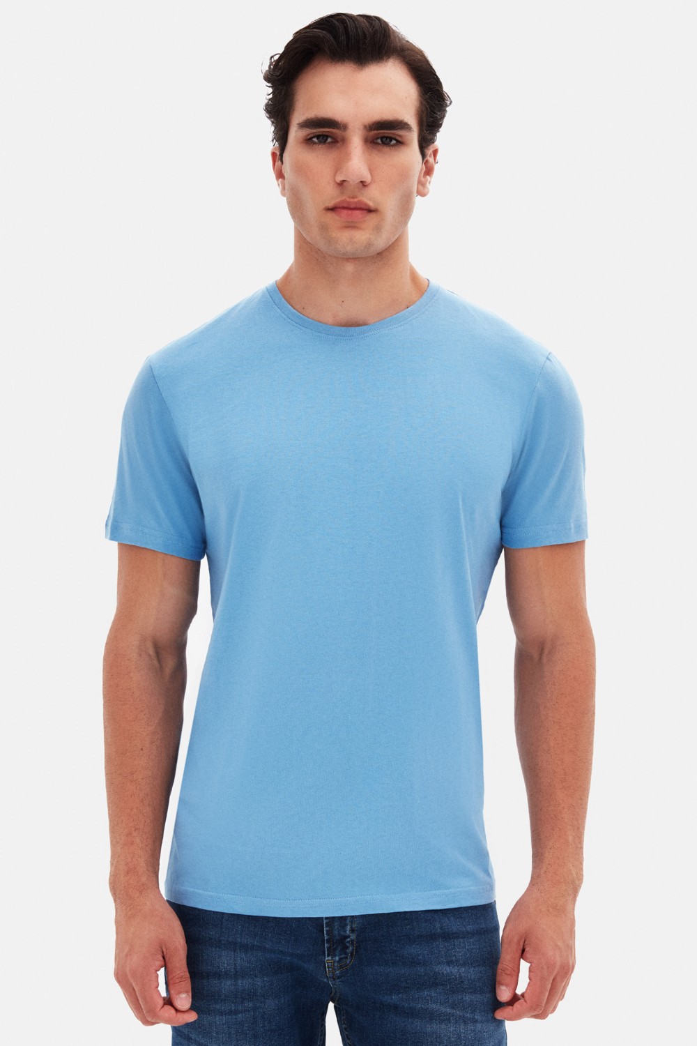 D'S Damat Slim Fit Lacivert Bisiklet Yaka %100 Pamuklu Nefes Alabilen T-shirt 4HC141996753M