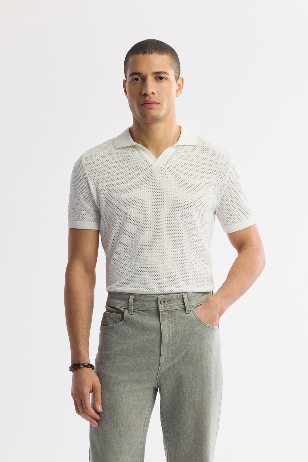 AVVA Erkek Haki Klasik Bel %100 Pamuk Eskitme Yıkamalı Tokyo Straight Fit Jean Pantolon A51Y3542 görsel 6