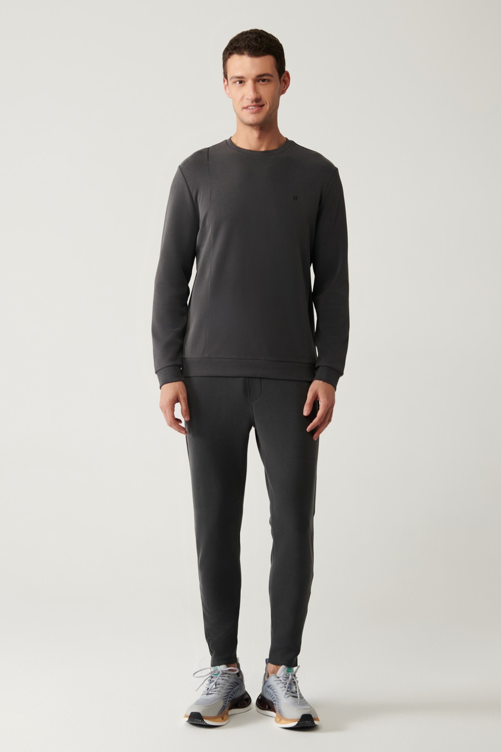 AVVA Erkek Antrasit Bisiklet Yaka Baskılı Soft Touch Regular Fit Sweatshirt A41Y1224 görsel 6
