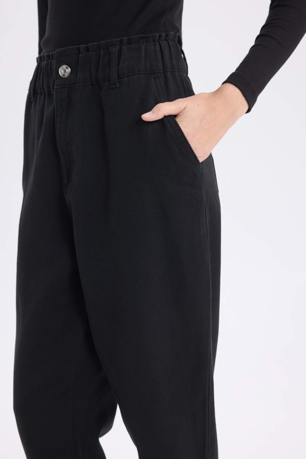 DeFacto %100 Pamuk Paperbag Gabardin Kumaş Pantolon S2790AZ25SP görsel 6