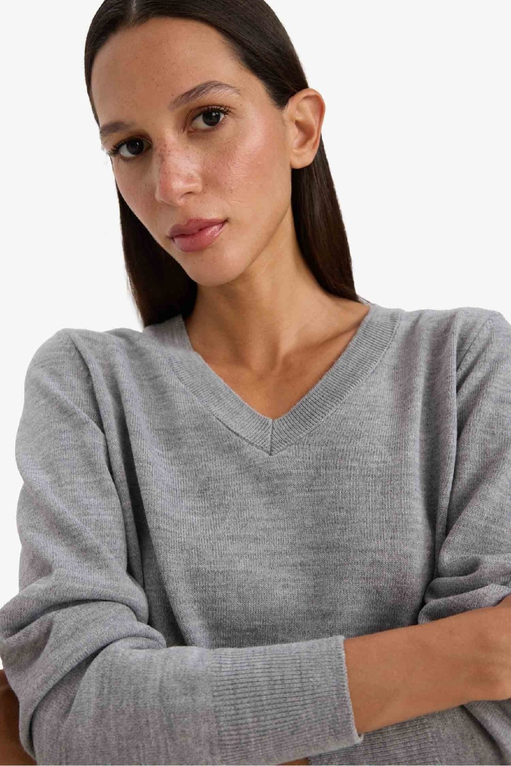 DeFacto Relax Fit Yumuşak Dokulu V Yaka Basic Triko Kazak C4024AX25WN
