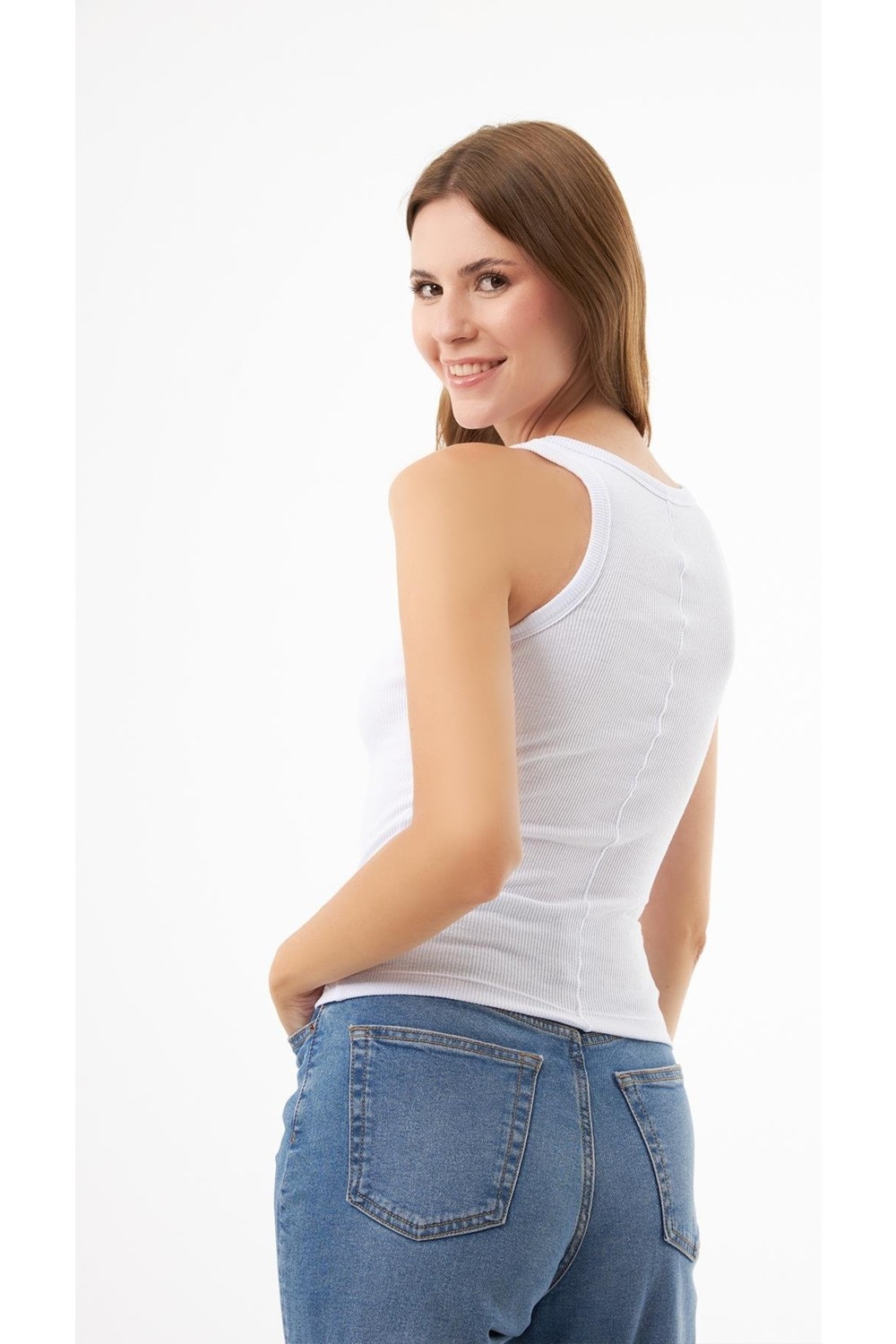 Cottonhill Kadın Pamuklu Kalın Askılı Fitilli Atlet 3'lü Paket Yumuşak Materyal ile Konfor görsel 5