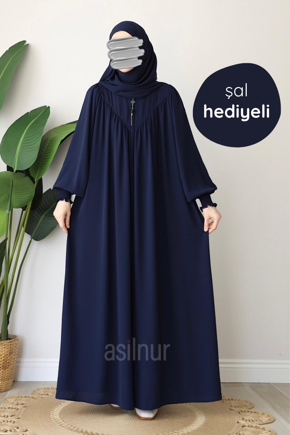 Asilnur Moda Elif Ferace Şal Hediyeli Takım Siyah görsel 8