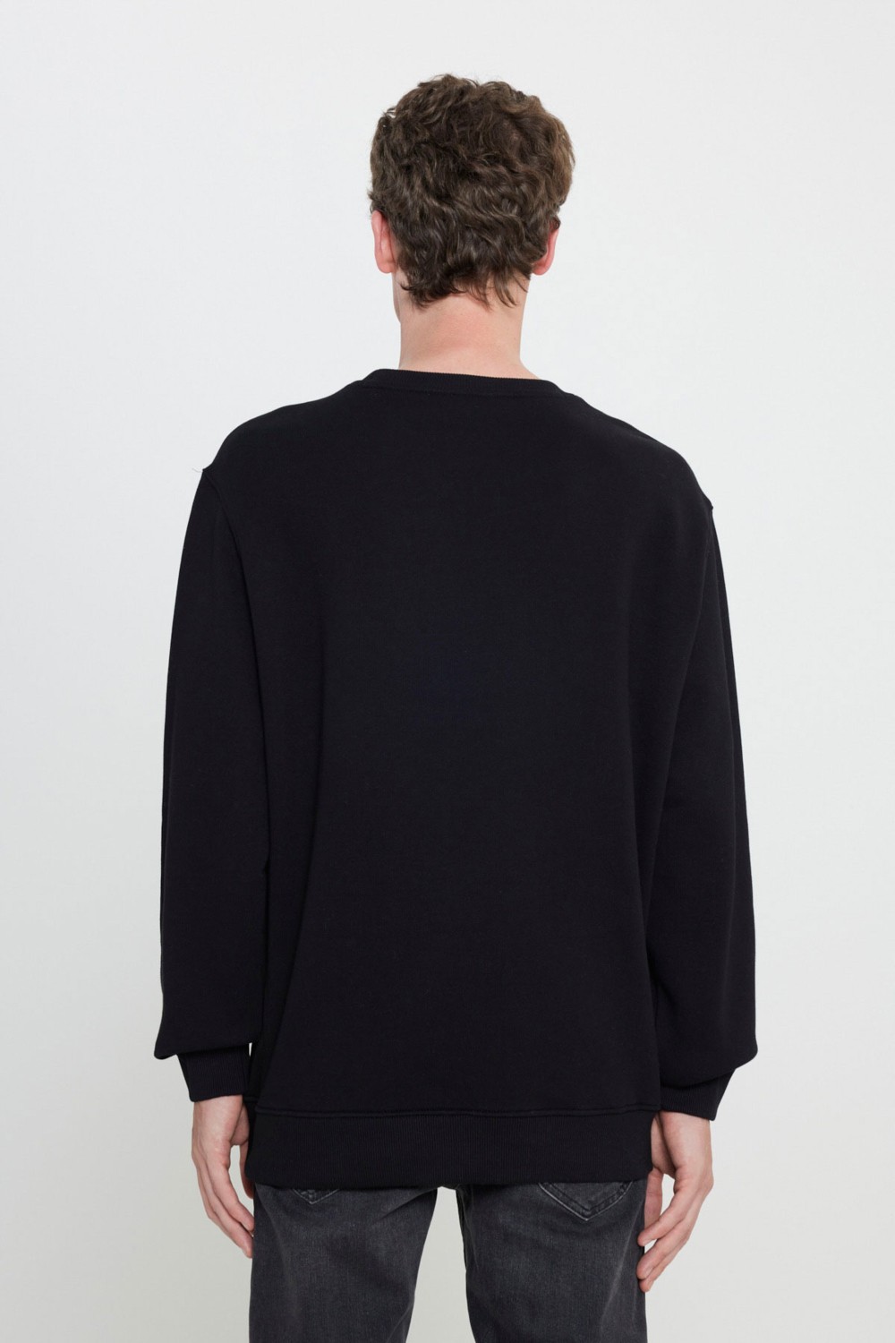 Lee Bisiklet Yaka Sweatshirt Siyah Erkek Sweatshirt görsel 2