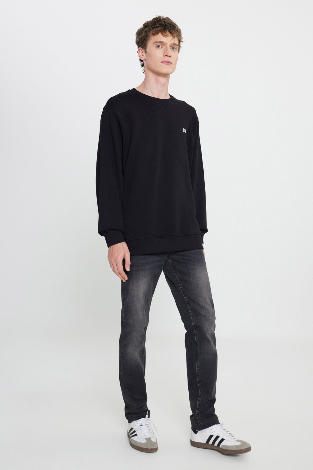 Lee Bisiklet Yaka Sweatshirt Siyah Erkek Sweatshirt görsel 3