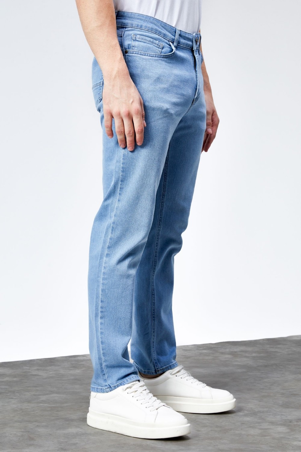 Hlt Jeans Erkek Buz Mavi Regular Fit Boru Paça Esnek Likralı Jeans Kot Pantolon HLTHE001981 görsel 4