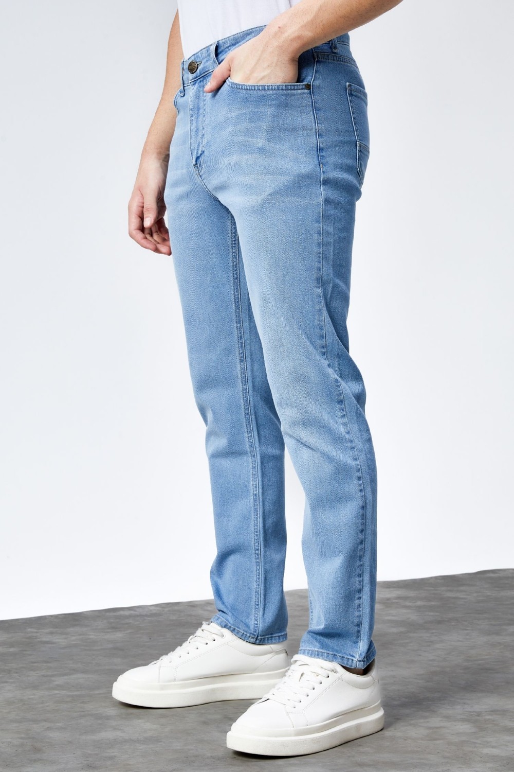 Hlt Jeans Erkek Buz Mavi Regular Fit Boru Paça Esnek Likralı Jeans Kot Pantolon HLTHE001981 görsel 5