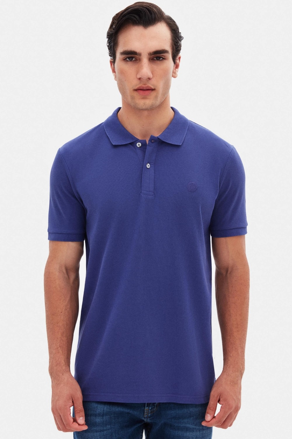 D'S Damat Regular Fit Vizon Pike Dokulu %100 Pamuk Kıvrılmaz Polo Yaka Nakışlı T-shirt 4HC14ORT51000