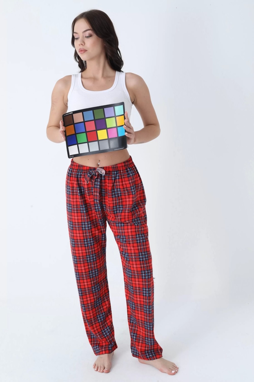 Erdenay Tekstil Ekose Desenli Beli Lastikli Unisex Pijama Altı görsel 3