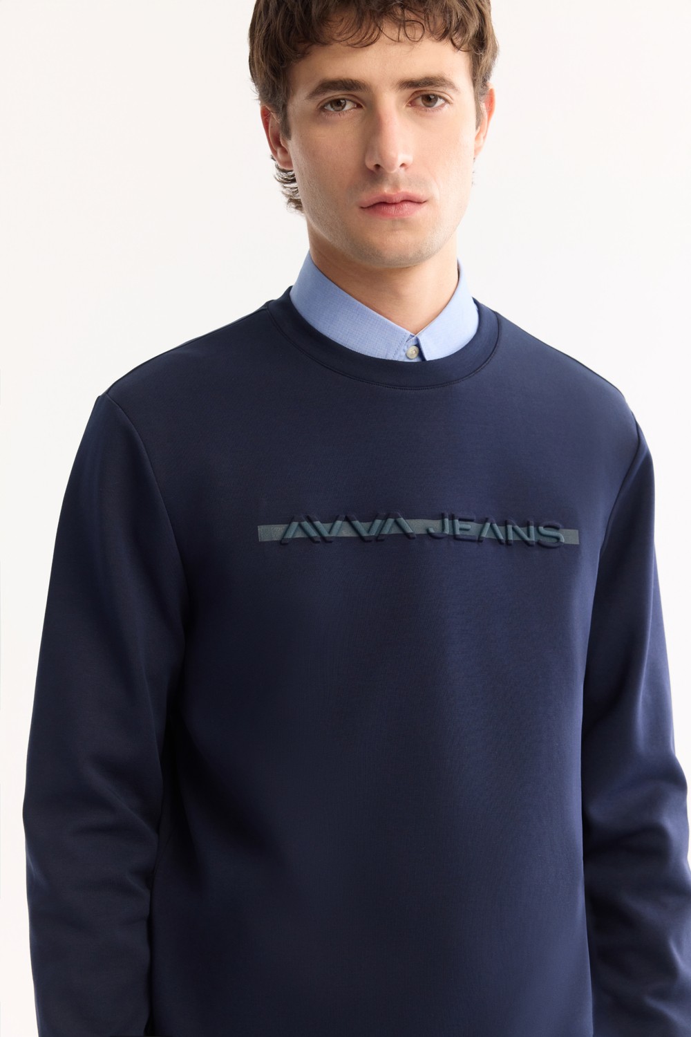 AVVA Erkek Lacivert Bisiklet Yaka Pamuklu Bi-Stretch Baskılı Regular Fit Sweatshirt A52Y1210 görsel 2