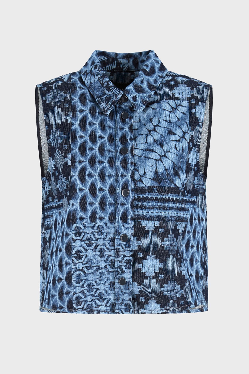 Emporio Armani Desenli % 100 Pamuk Regular Fit Kot Gömlek Bayan Gömlek EW000755 AF12438 FB057 görsel 5