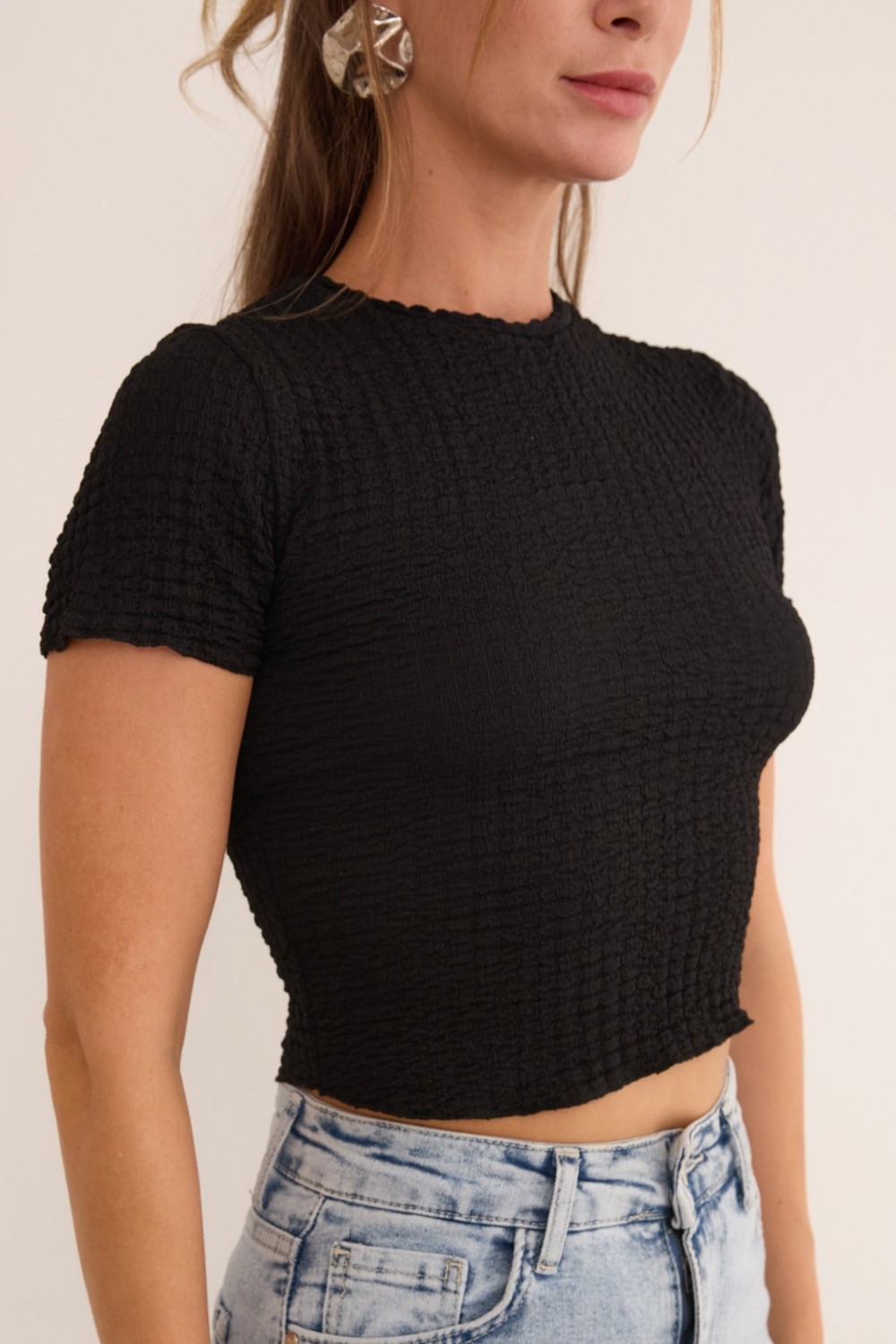 FullaModa Waffle Kumaş Crop Body görsel 5
